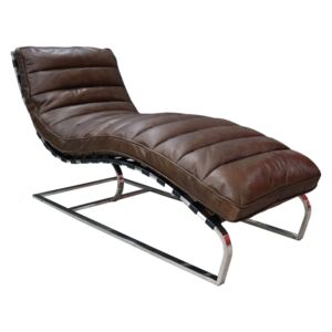 Bilbao Chaise Lounge Daybed Vintage Nappa Chocolate Brown Real Leather