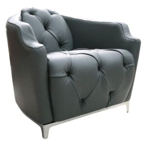 Delizia Tub Club Chair Bull Grigio Grey Real Italian Leather