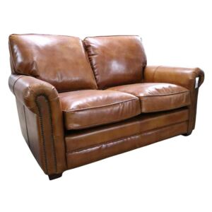 Sloane Original 2 Seater Sofa Settee Vintage Retro Distressed Tan Real Leather
