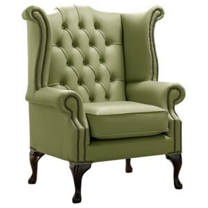 Chesterfield High Back Wing Chair Shelly Mountain Tree Leather Bespoke In Queen Anne Style