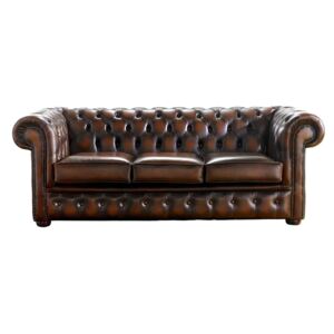 Chesterfield 3 Seater Antique Rust Leather Sofa Bespoke In Classic Style