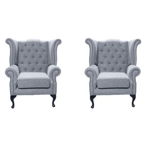 Chesterfield 2 x Chairs Verity Plain Steel Fabric Chairs Offer In Queen Anne Style