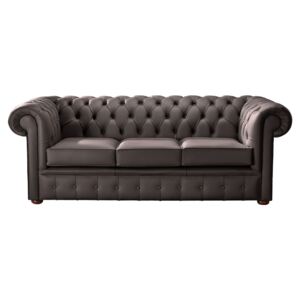 Chesterfield 3 Seater Shelly Mocca Leather Sofa Bespoke In Classic Style