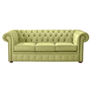 Chesterfield 3 Seater Shelly Field Green Leather Sofa Bespoke In Classic Style