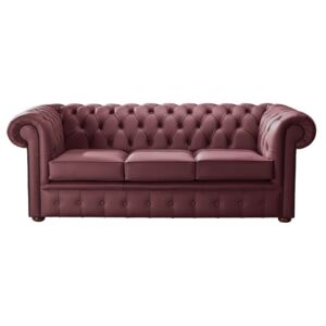 Chesterfield 3 Seater Shelly Burgandy Leather Sofa Bespoke In Classic Style