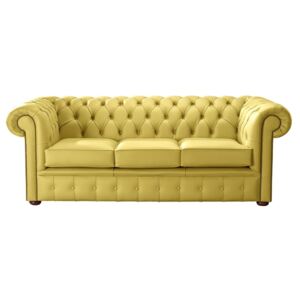 Chesterfield 3 Seater Shelly Deluca Yellow Leather Sofa Bespoke In Classic Style