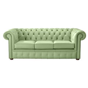 Chesterfield 3 Seater Shelly Pea Green Leather Sofa Bespoke In Classic Style