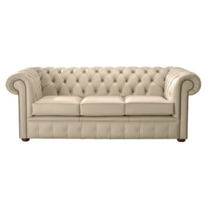 Chesterfield 3 Seater Shelly Stone Leather Sofa Bespoke In Classic Style