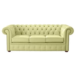 Chesterfield 3 Seater Shelly Chartreuse Green Leather Sofa Bespoke In Classic Style