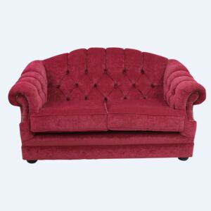 Chesterfield 2 Seater Pimlico Wine Fabric Sofa Bespoke In Victoria Style