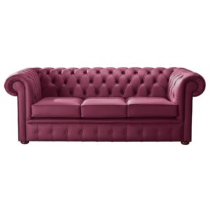 Chesterfield 3 Seater Shelly Anemone Leather Sofa Bespoke In Classic Style