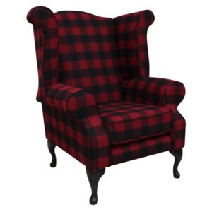 Chesterfield High Back Wing Chair Buffalo Red Wool In Queen Anne Style
