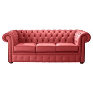 Chesterfield 3 Seater Shelly Crimson Leather Sofa Bespoke In Classic Style