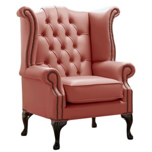 Chesterfield High Back Wing Chair Shelly Wood Burner Leather Bespoke In Queen Anne Style
