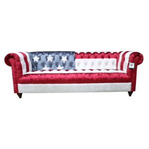 Stars And Stripes Handmade Chesterfield 3 Seater Sofa Real Velvet