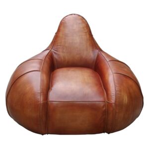 Vintage Art Deco Handmade Armchair Distressed Brown Leather