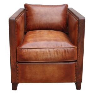 Chastleton Handmade Vintage Armchair Distressed Brown Real Leather