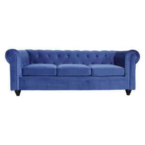 Elizabeth 3 Seater Chesterfield Blue Velvet Fabric Sofa