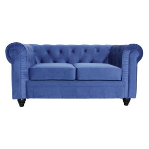 Elizabeth 2 Seater Chesterfield Blue Velvet Fabric Sofa