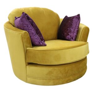 Cuddler Snuggle Malta Gold Real Velvet Swivel Armchair
