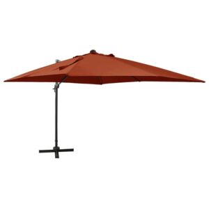 VidaXL Cantilever Umbrella with Pole and LED Lights Terracotta 300 cm