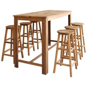 VidaXL Bar Table and Stool Set 7 Pieces Solid Acacia Wood