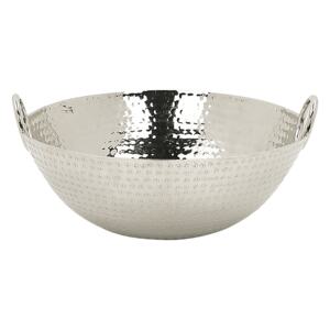 Decorative Bowl Silver Metal Round with Handles Modern Living Room Glamour Decor Piece Beliani