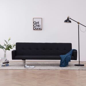 Sofa Bed with Armrest Black Fabric