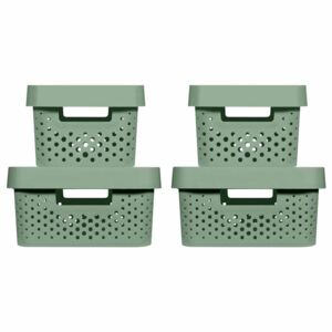 Curver Infinity Storage Box Set 4 pcs with Lid 4.5L+11L Green