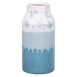 Flower Vase White and Blue Ceramic 25 cm Waterproof Decorative Home Accessory Tabletop Decor Piece Beliani
