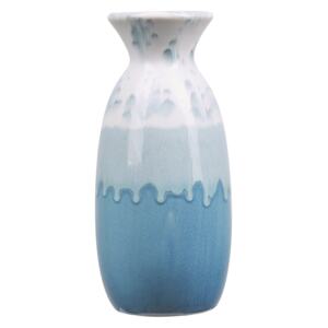 Flower Vase White and Blue Ceramic 25 cm Waterproof Decorative Home Accessory Tabletop Decor Beliani