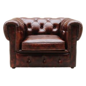 Picadilly Original Chesterfield Club Chair Vintage Distressed Brown Real Leather