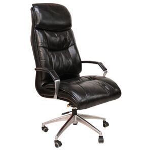 Vintage Handmade Office Chair Distressed Black Real Leather
