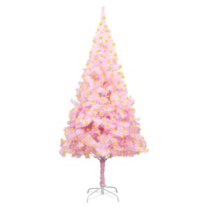 Artificial Christmas Tree with LEDs&Stand Pink 210 cm PVC