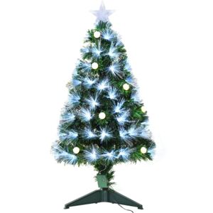 HOMCOM HOMCM 3ft White Light Artificial Christmas Tree w/ 90 LEDs Star Topper Tri-Base Full Bodied Seasonal Decoration Pre-Lit Home