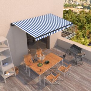 VidaXL Manual Retractable Awning 400x350 cm Blue and White