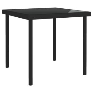 VidaXL Outdoor Dining Table Black 80x80x72 cm Glass and Steel