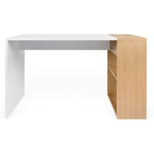Darwin Desk - / L 120 x D 60 cm - Integrated shelves by POP UP HOME White/Natural wood