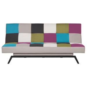 Sofa Bed Multicolour Patchwork Fabric Upholstery 3 Seater Click Clack Mechanism Beliani