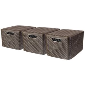 Curver Style Storage Box with Lid 3 pcs Size L Brown 240651
