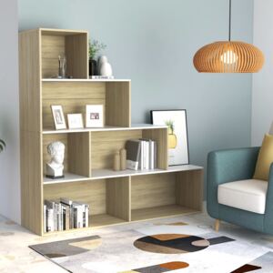 VidaXL Book Cabinet/Room Divider White and Sonoma Oak 155x24x160 cm Chipboard
