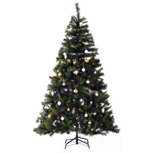 HOMCOM 1.8m 6ft Pre-Lit Artificial Christmas Tree 200 LED Xmas Tree Holiday Décor with Decorative Balls Ornament Metal Stand