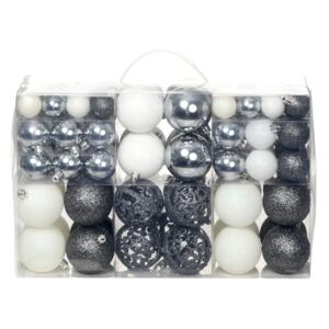 100 Piece Christmas Ball Set 6 cm White/Grey