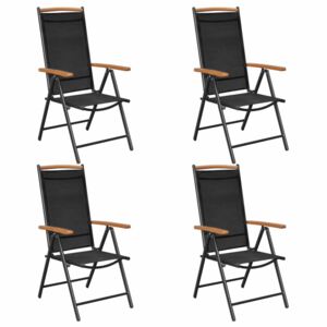 VidaXL Folding Garden Chairs 4 pcs Aluminium and Textilene Black