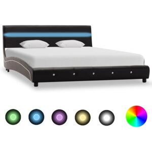 Bed Frame with LED Black Faux Leather 120x190 cm