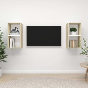 VidaXL Wall-mounted TV Cabinets 2 pcs White and Sonoma Oak Chipboard