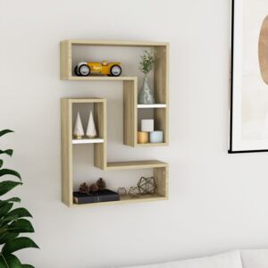 Wall Shelves 2 pcs White and Sonoma Oak 50x15x50 cm Chipboard