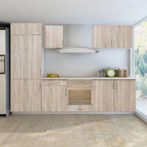 VidaXL Kitchen Cabinet Unit Built-in Fridge 7 Pieces Oak Look