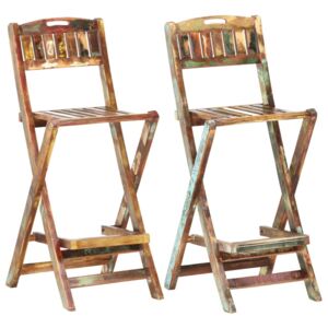 VidaXL Folding Outdoor Bar Chairs 2 pcs Solid Reclaimed Wood