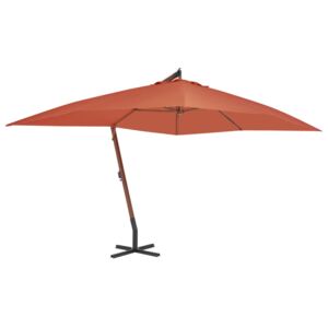 VidaXL Cantilever Umbrella with Wooden Pole 400x300 cm Terracotta